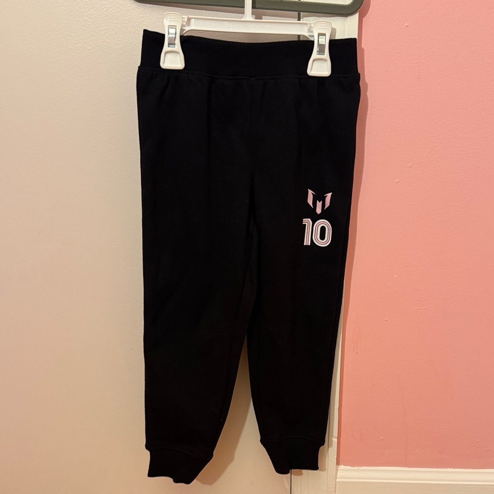 Kids Black Joggers with Pink Logo